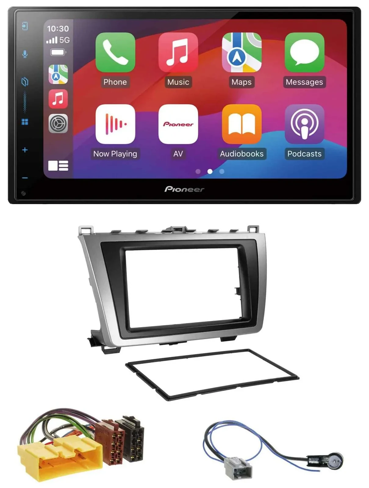 Автомагнитола Pioneer 2DIN DAB USB MP3 Bluetooth для Mazda 6 (2008–2012) черно-серебристая