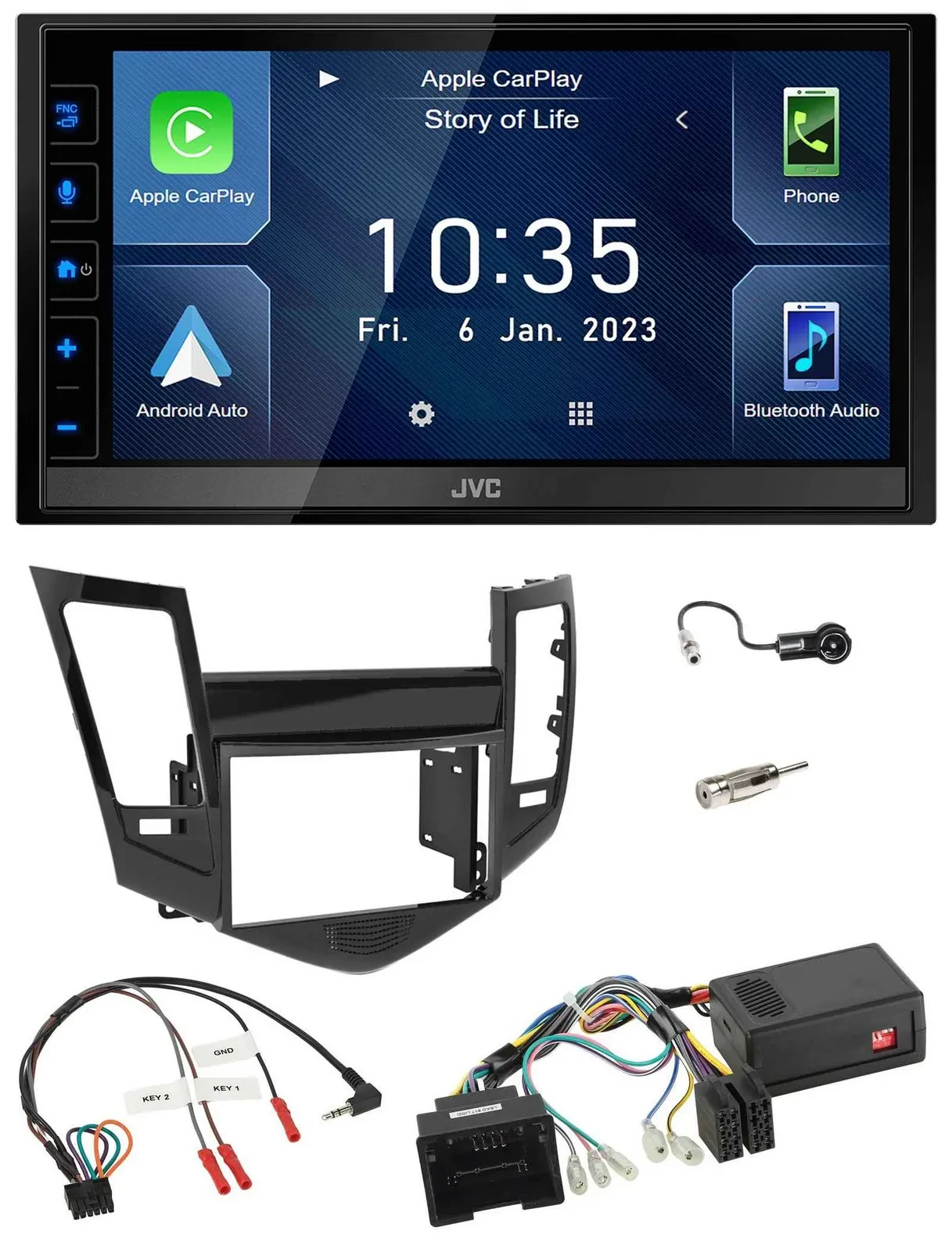 JVC DAB Bluetooth Lenkrad USB 2DIN Autoradio für Chevrolet Cruze 05/2009-2016