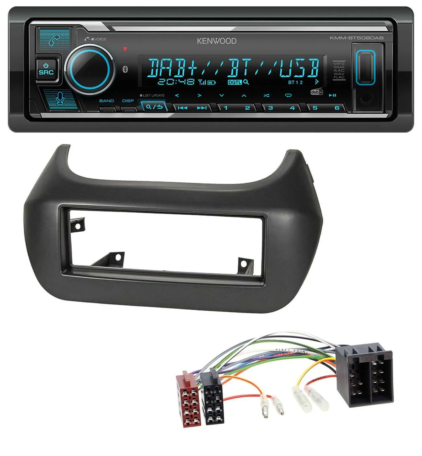 Kenwood Bluetooth MP3 DAB USB Autoradio für Fiat Fiorino Qubo Citroen Nemo Peuge