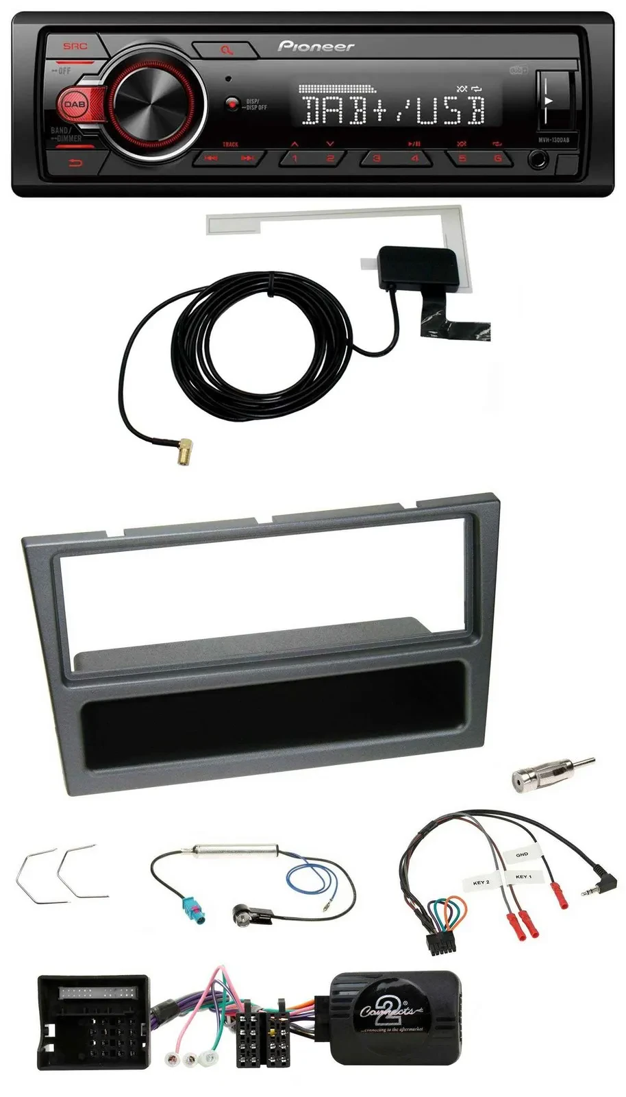 Pioneer 1DIN MP3 DAB USB Lenkrad Autoradio für Opel Corsa C Meriva Vectra C Tigr