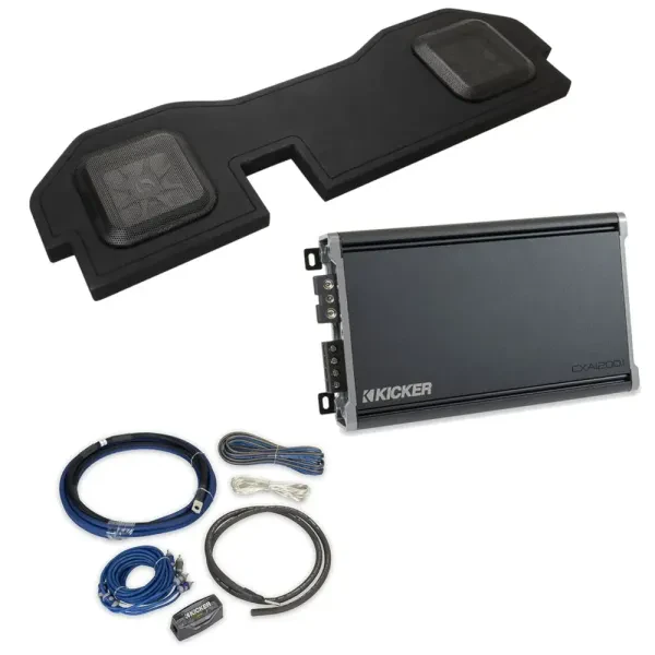 Dodge Ram Kicker Two 10” Sub Enclosure + Amplifier w/ Remote Control + Amp Kit