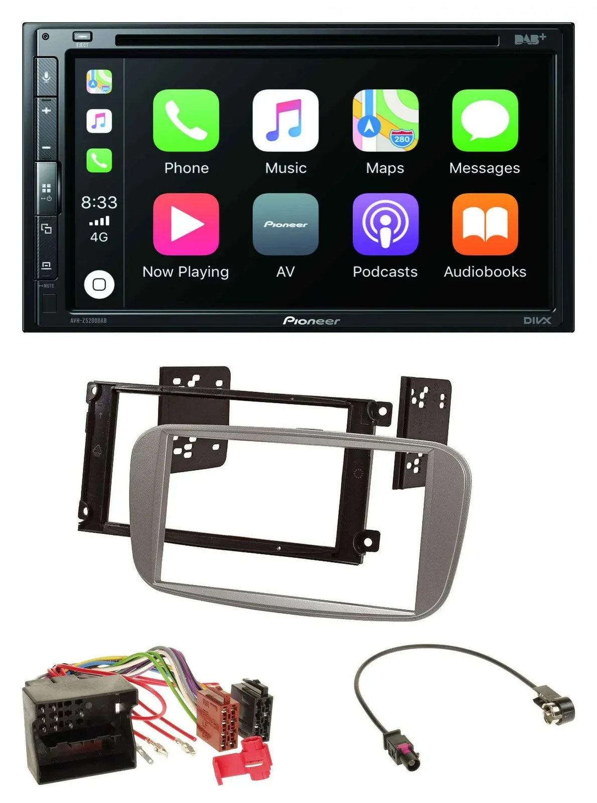 Автомагнитола 2-DIN Pioneer DVD, MP3, DAB, Bluetooth, USB для Ford Mondeo 2007–2014 и S-Max, серебристый