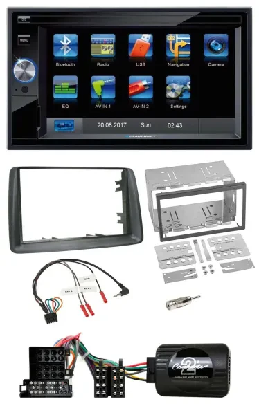 Blaupunkt 2DIN Bluetooth TMC USB Lenkrad SD Navigation für Fiat Panda 2004-2007