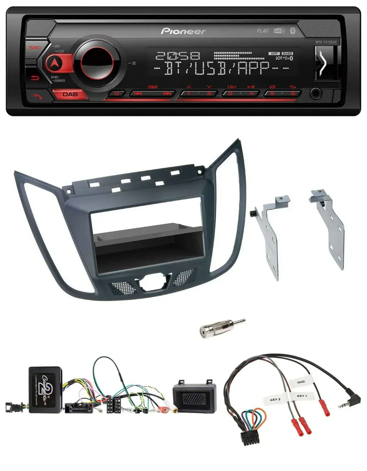 Автомагнитола для Ford C-Max/Kuga Pioneer USB, DAB, Bluetooth, темно-серая