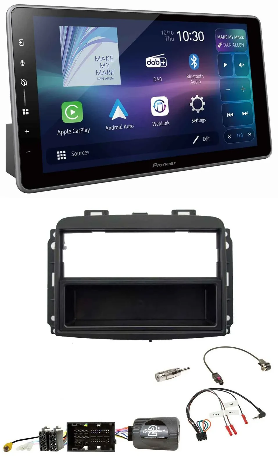 Pioneer Bluetooth USB DAB Lenkrad Autoradio für Fiat 500 L (ab 2012)