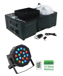 American DJ Fog Fury Jett 700W Vertical Fog Machine w/12 LED+Battery Par Light