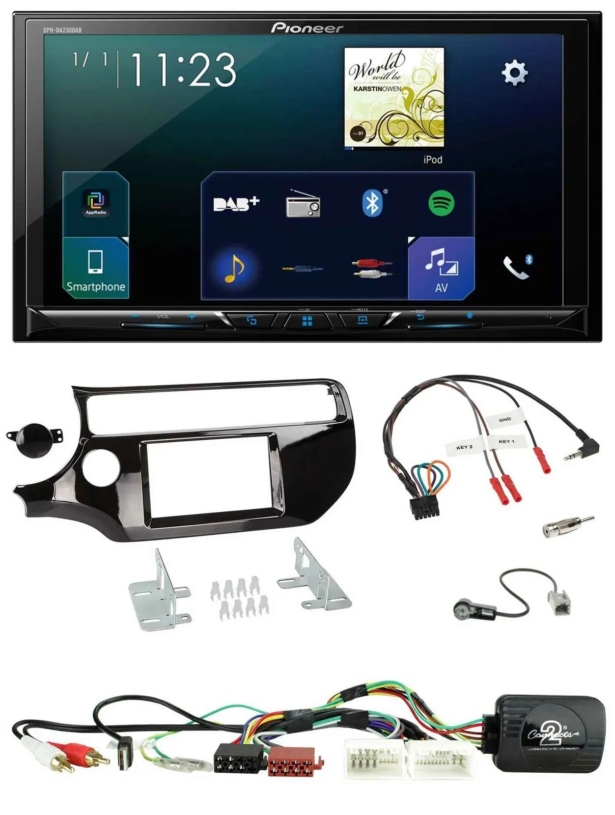 Pioneer Lenkrad Bluetooth USB 2DIN DAB Autoradio für Kia Rio UB ab 2015 piano sc