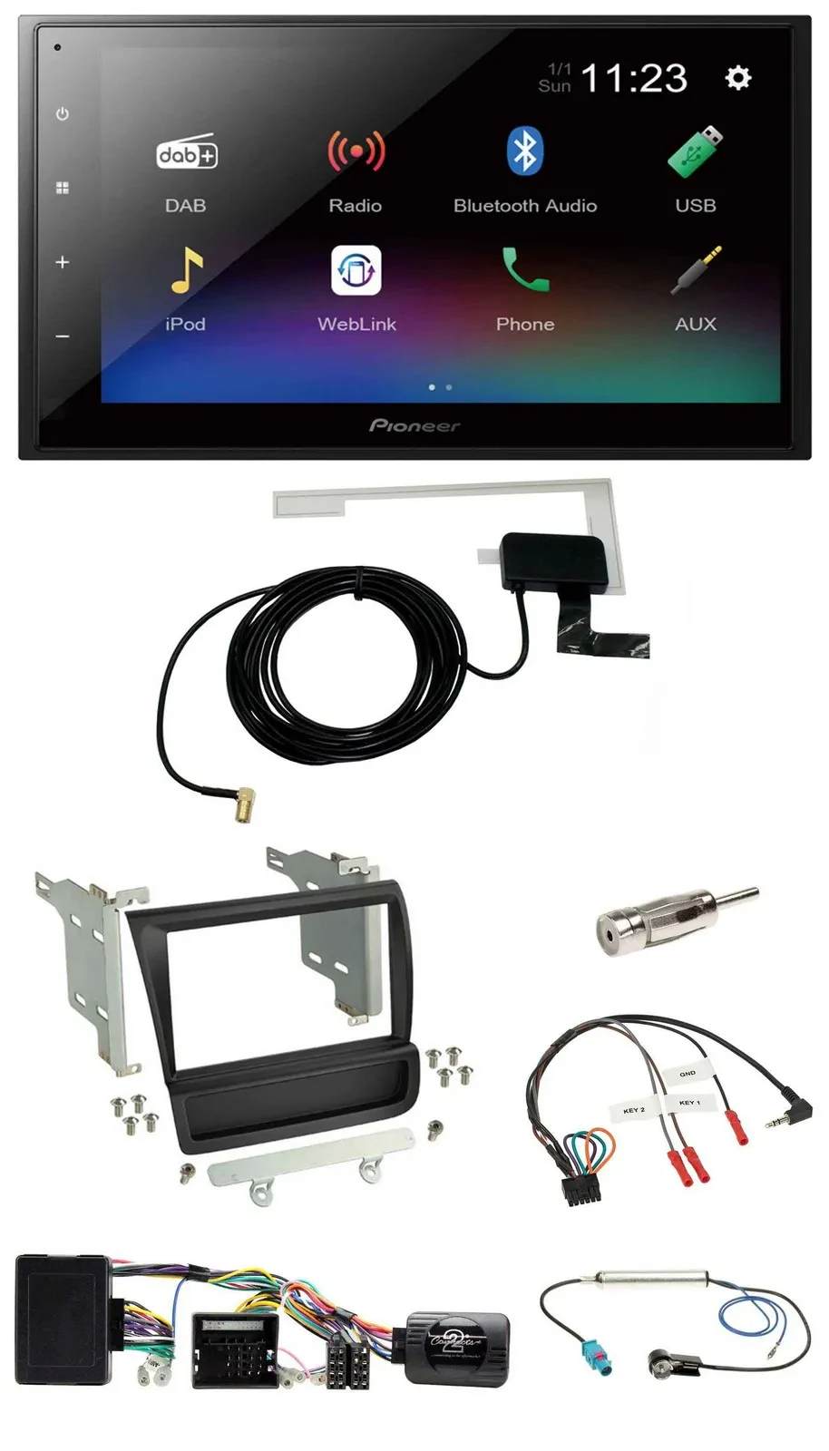 Pioneer DAB Lenkrad Bluetooth 2DIN USB Autoradio für Audi R8 42 2006-2015