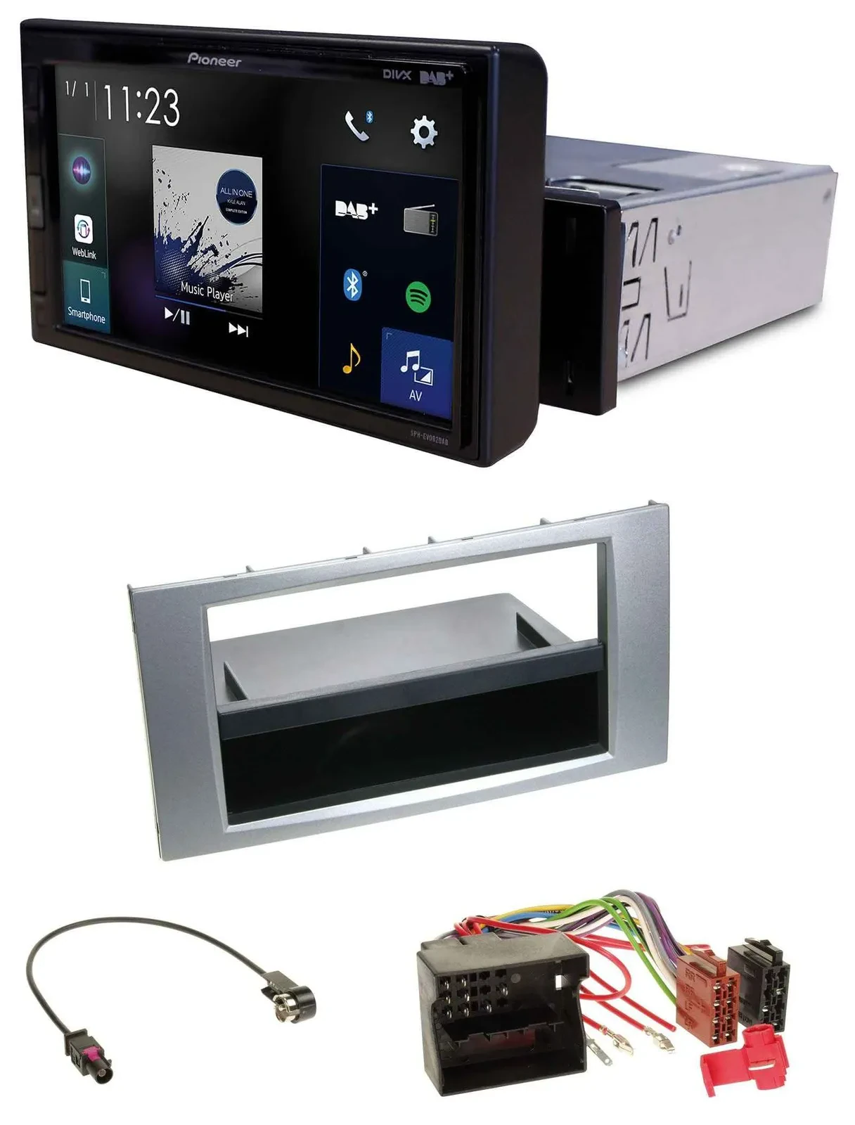 Автомагнитола для Ford Kuga/Fusion/Transit (2005–2012) Pioneer DAB, MP3, Bluetooth, USB, серебристая