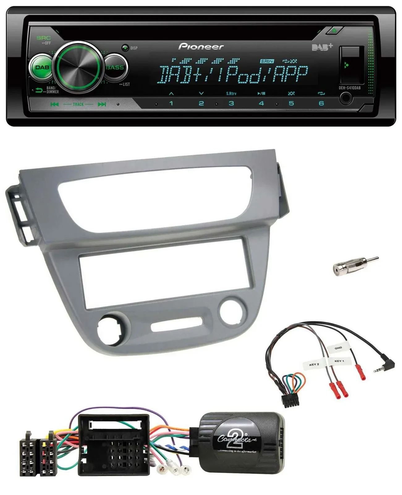 Pioneer USB MP3 DAB Lenkrad CD Autoradio für Renault Megane III 2009-2012 grau