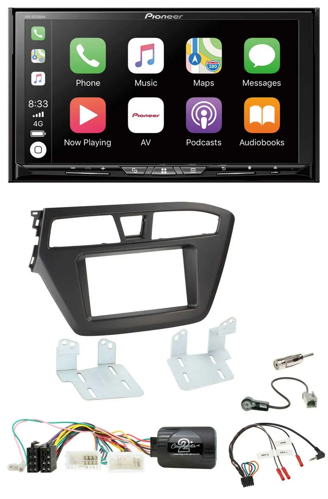 Автомагнитола Pioneer 2-DIN USB DAB DVD Bluetooth для Hyundai i20 (с 2015), поддержка кнопок на руле