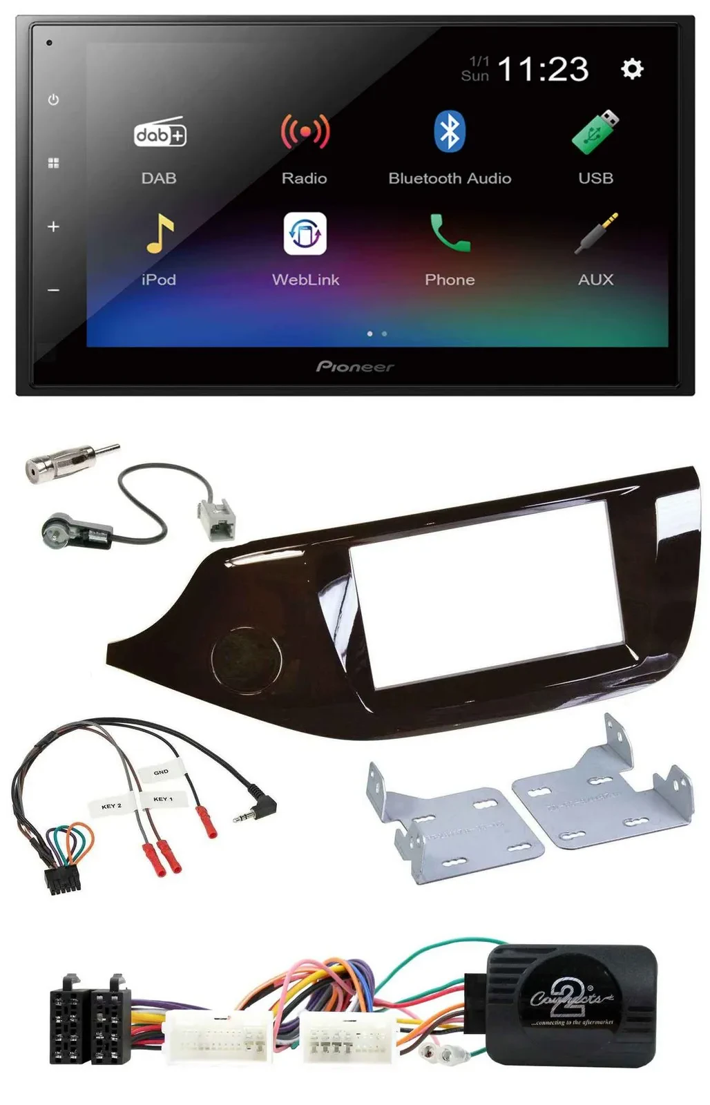 Автомагнитола для Kia Ceed (с 2012) Pioneer 2DIN, USB, Bluetooth, DAB, поддержка кнопок на руле, глянцевая