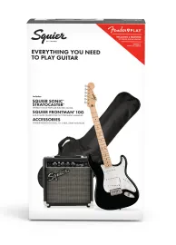 SQUIER Sonic™ Stratocaster® Pack, Maple Fingerboard, Black, Gig Bag, 10G - 230V