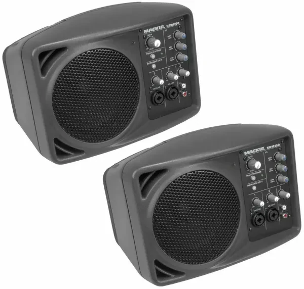 2 Mackie SRM150 Powered Active Pa Monitor Speakers With Built In EQ