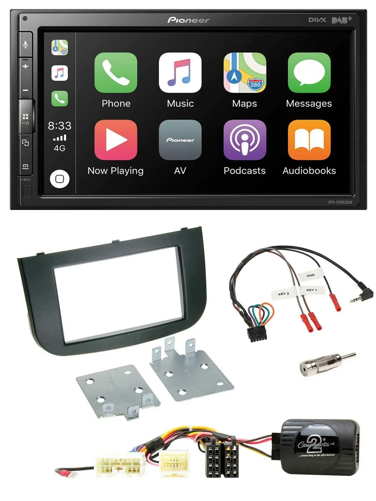 Автомагнитола Pioneer 2DIN, DAB, Bluetooth, USB, поддержка кнопок на руле для Mitsubishi Colt (2008–2020)