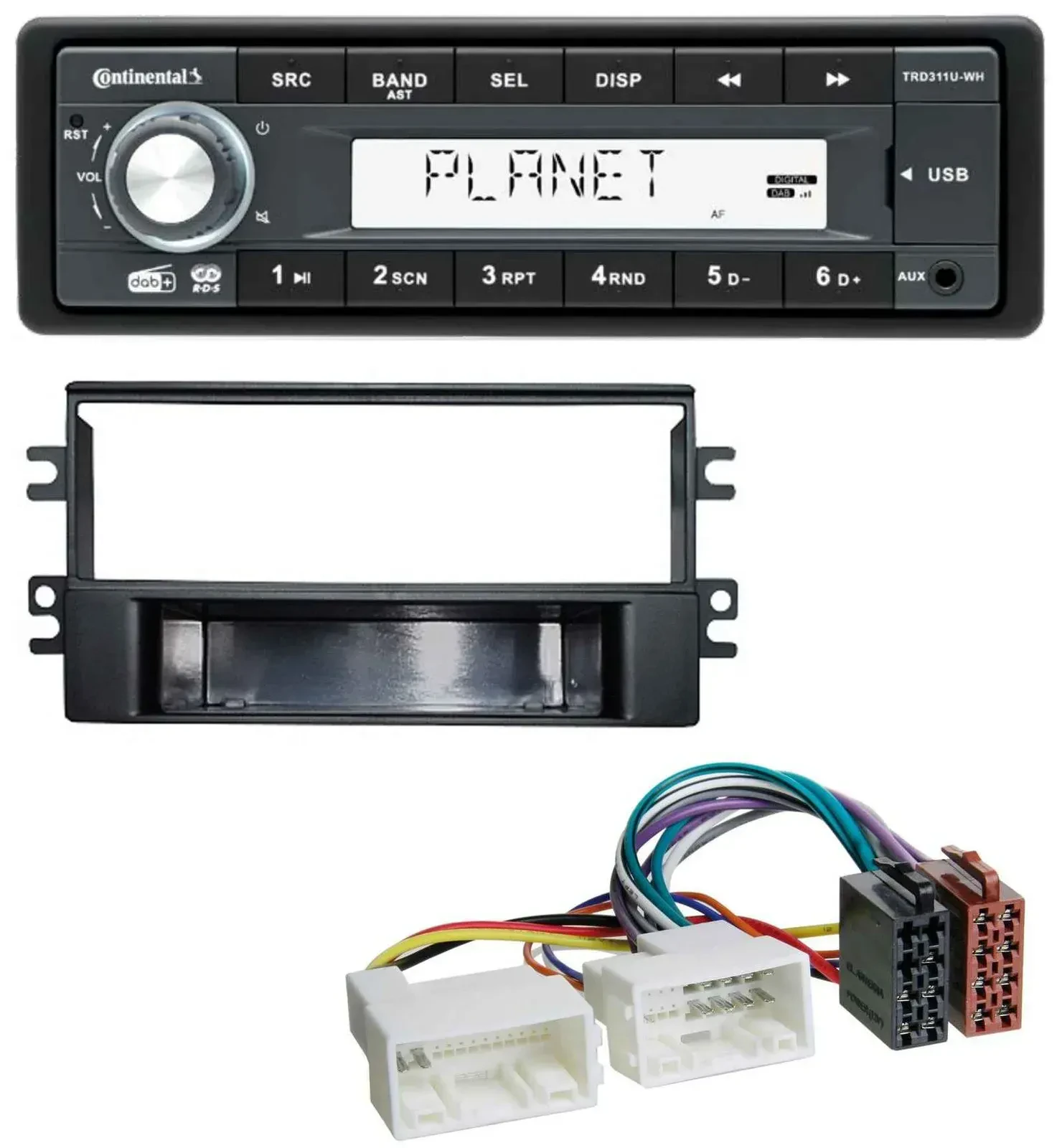 Автомагнитола Continental MP3, USB, AUX, DAB, 1-DIN для Kia Carens (с 2007)