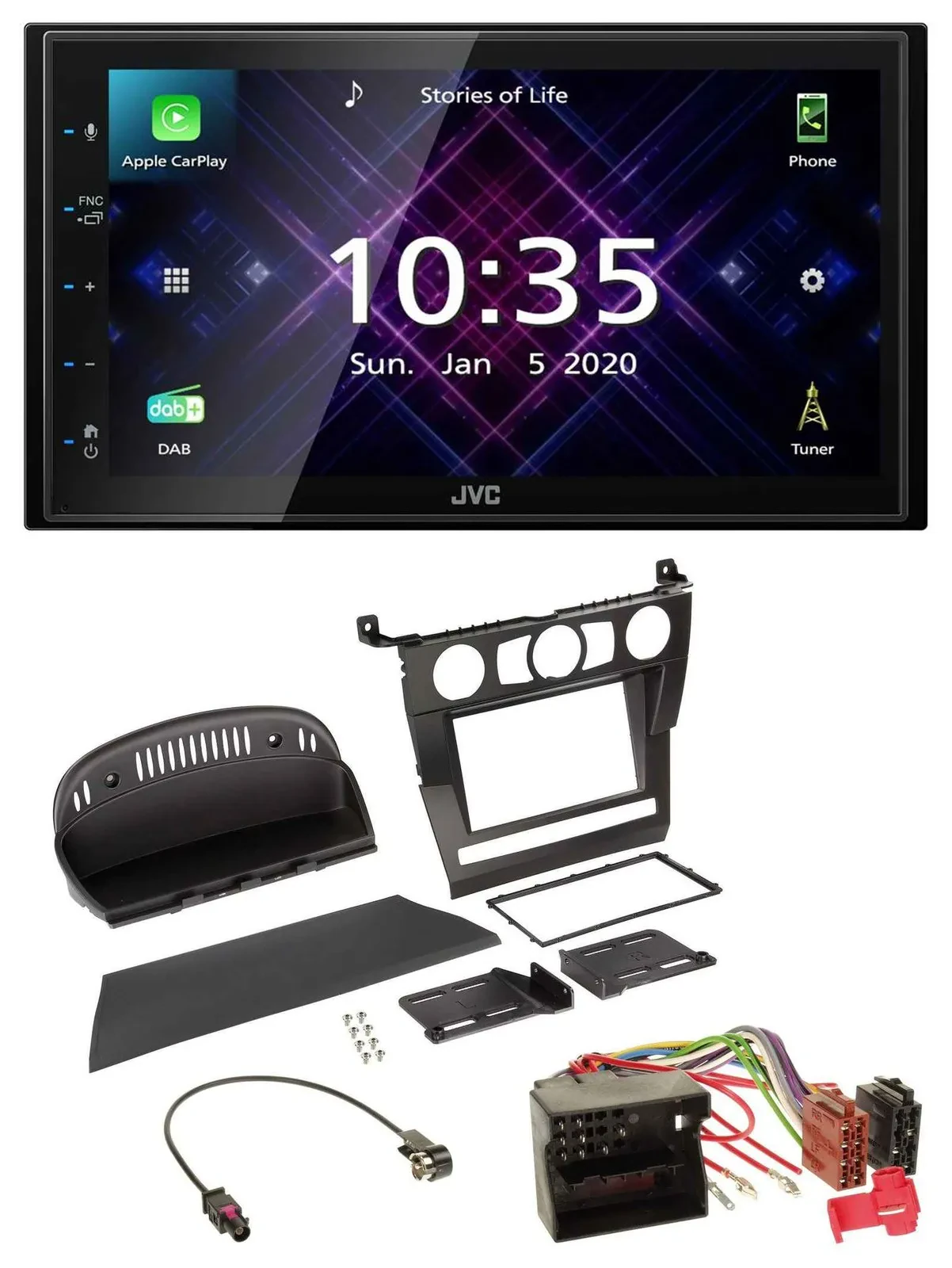 JVC DAB 2DIN MP3 Bluetooth USB Autoradio für BMW 5er (E60, 2003-2007)