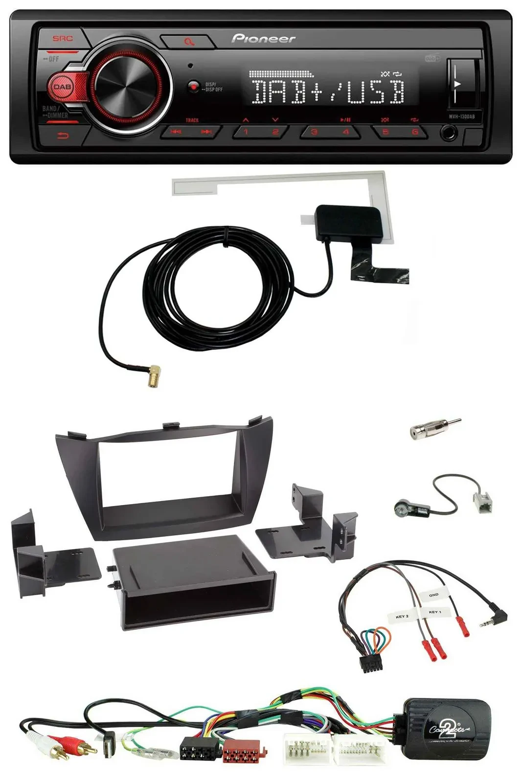 Pioneer 1DIN MP3 DAB USB Lenkrad Autoradio für Hyundai Tucson 2010-2015