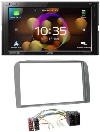 Автомагнитола для Alfa Romeo 147/GT JVC 2DIN, DAB, Bluetooth, USB, MP3, серебристая (2000–2010)