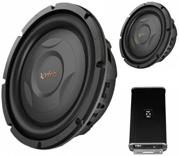 Infinity Reference 1000S 800W 10" Shallow Subwoofer + 2-Channel Amp
