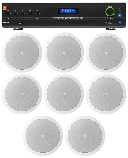 Потолочная акустика JBL 16C/T White с усилителем (8 штук)
