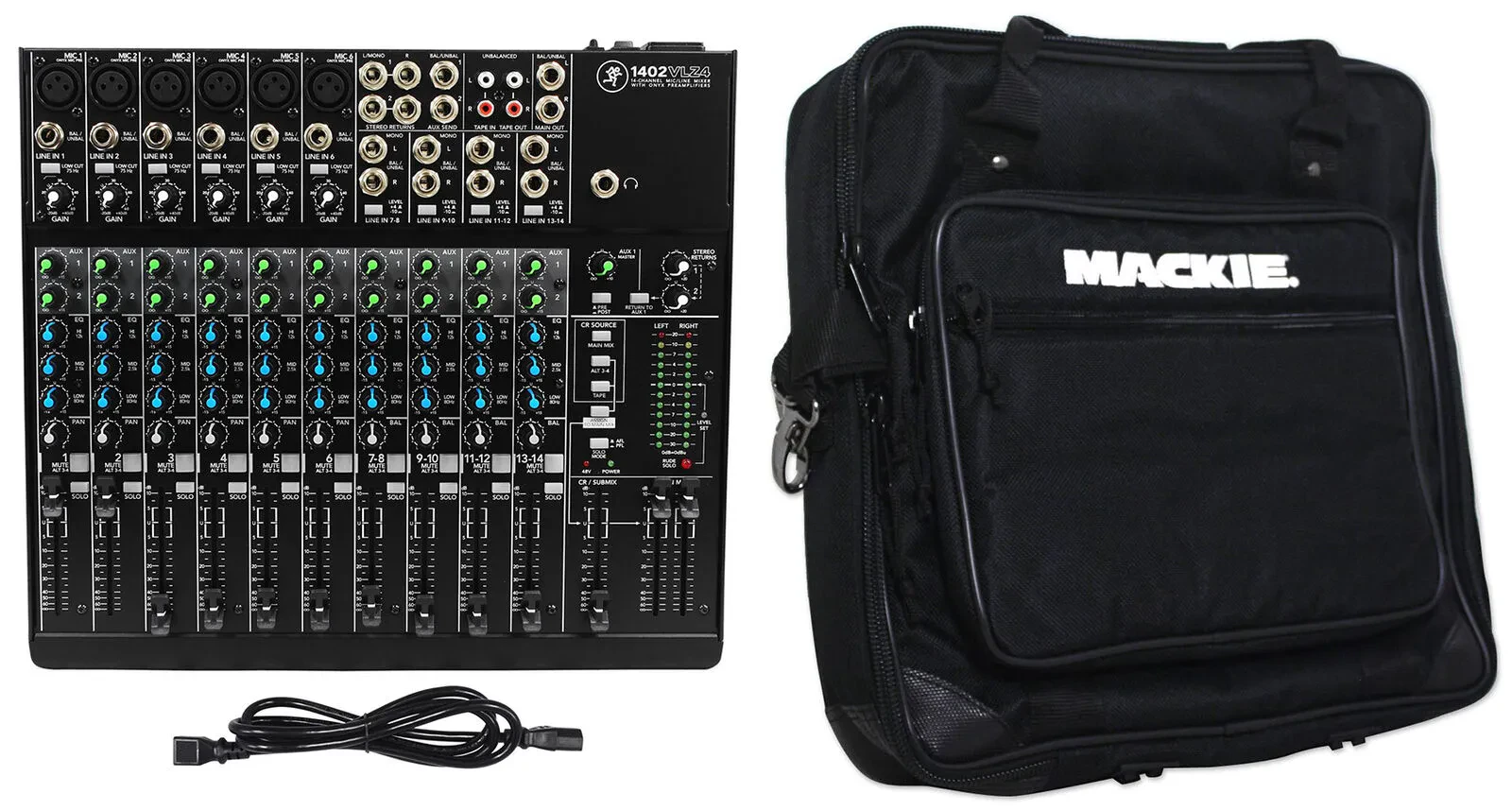 Аналоговый микшерный пульт Mackie 1402VLZ4 14‑канальный, 6 предусилителей Onyx, с сумкой