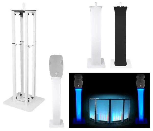 (1) Rockville RTP32W Totem Style DJ Speaker Stand+Black+White Scrims+Carry Bag