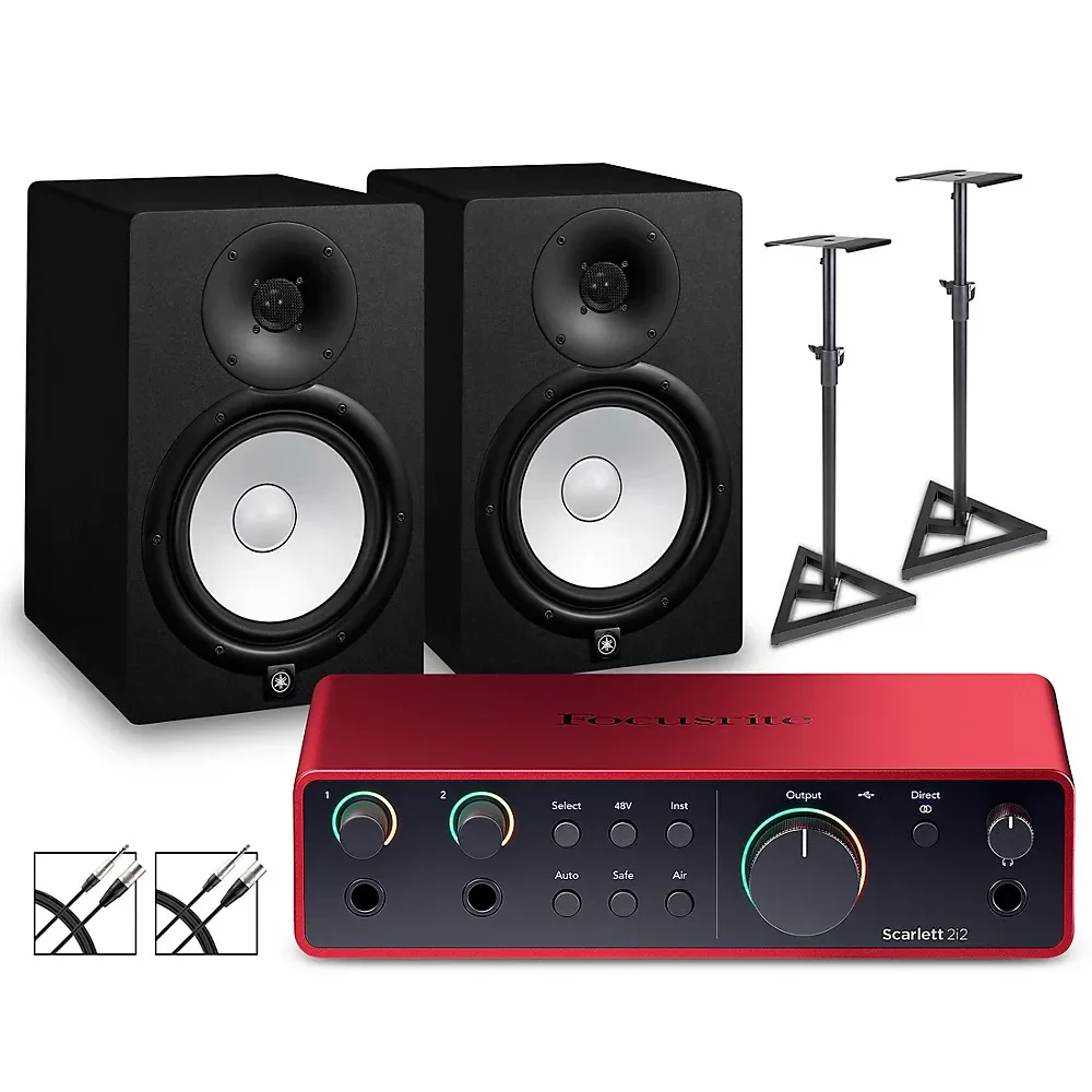 Focusrite Scarlett 2i2 Gen 4 - Yamaha HS Studio Monitors/Stands/Cables HS8