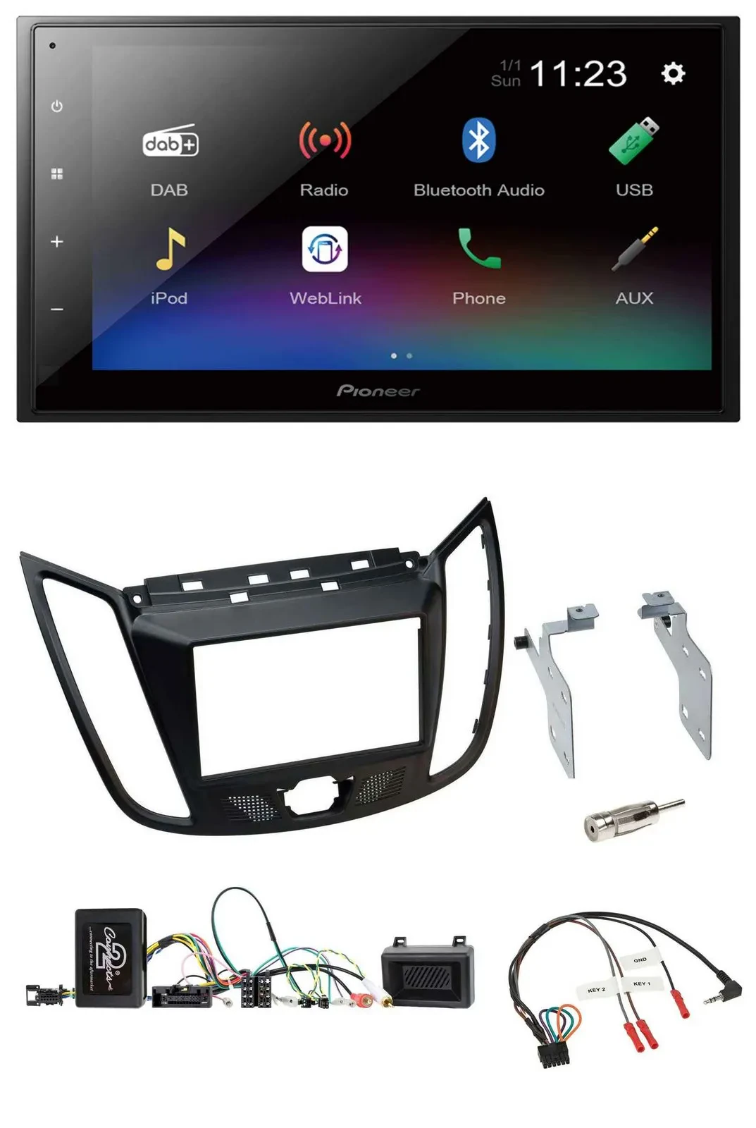 Pioneer USB Bluetooth DAB 2DIN Lenkrad Autoradio für Ford Kuga DM2 ab 2013