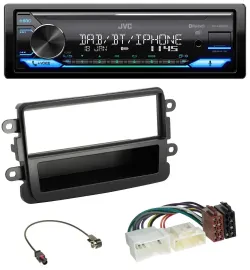 JVC Bluetooth DAB USB MP3 Autoradio für Dacia Lodgy Duster Dokker Sandero schwar