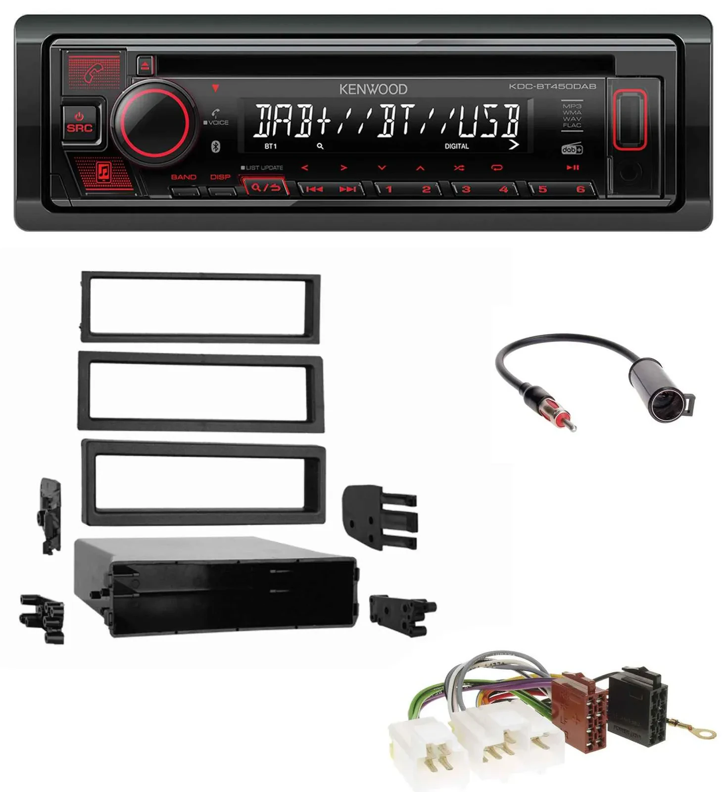 Автомагнитола Kenwood CD/MP3, USB, Bluetooth, DAB для Nissan 200 SX (1994–1998), 240 SX