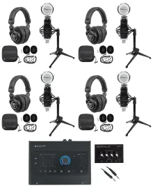 4-Person Podcast Podcasting Recording Kit w/Presonus Quantum ES4 Interface