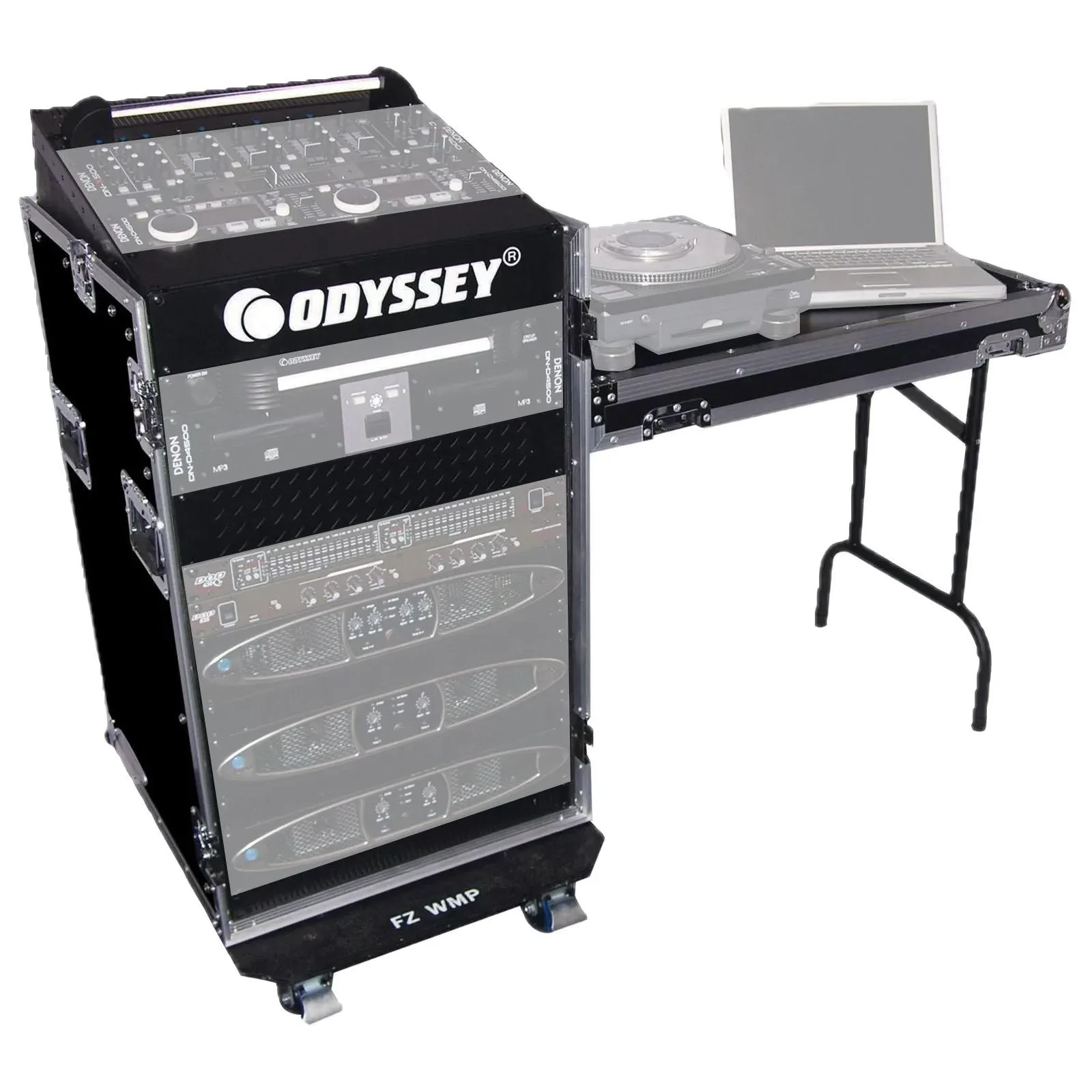 Рэковая стойка Odyssey FZ1116WDLX, верхняя секция 11U, вертикальная секция 16U, со столиком