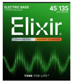 Струны для 5-струнной бас-гитары Elixir NanoWeb 14782 45-135