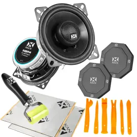 NVX NSP4 100W 4" 2-Way Car Speakers w/ Baffles & Sound Deadening Kit