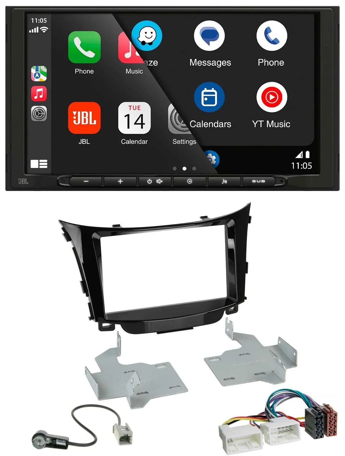 JBL USB 2DIN MP3 Bluetooth AUX Autoradio für Hyundai i30 (ab 12)