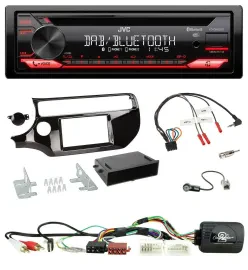 JVC CD DAB USB Bluetooth Lenkrad Autoradio für Kia Rio UB ab 03/2015 piano schwa