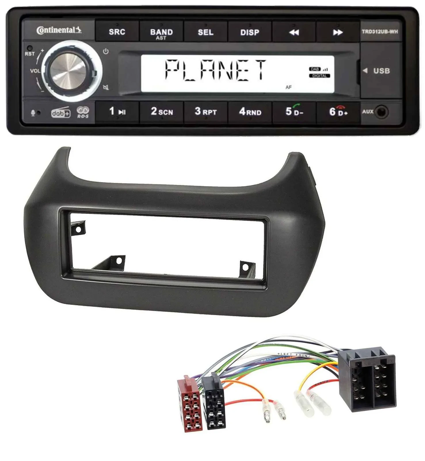 Continental USB 1DIN AUX DAB MP3 Autoradio für Fiat Fiorino Qubo Citroen Nemo Pe