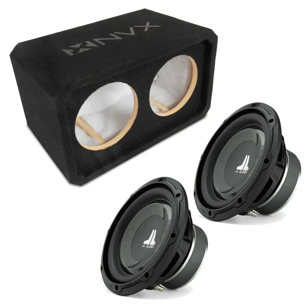 NVX NE82S Dual 8" Sealed 3/4" MDF Subwoofer Enclosure w/ W1v3 Car Subwoofer