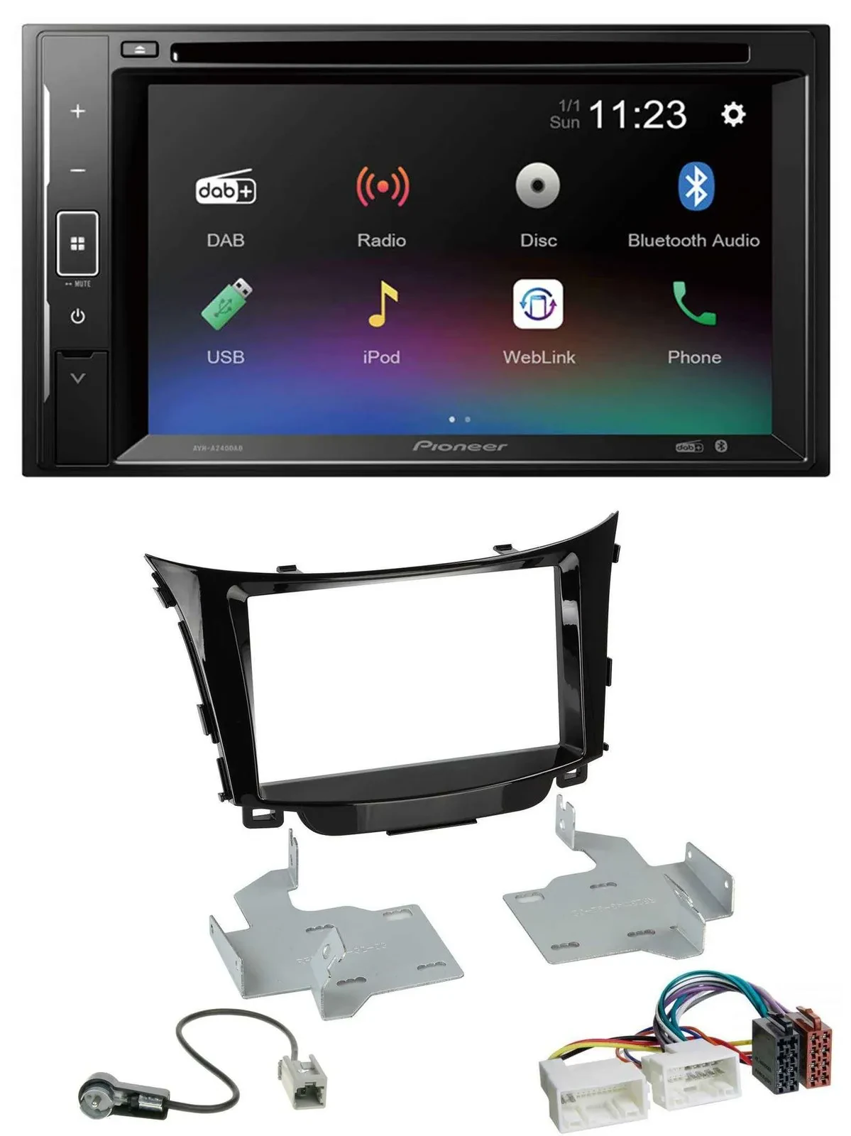 Pioneer Bluetooth MP3 USB 2DIN DAB DVD Autoradio für Hyundai i30 (ab 12)