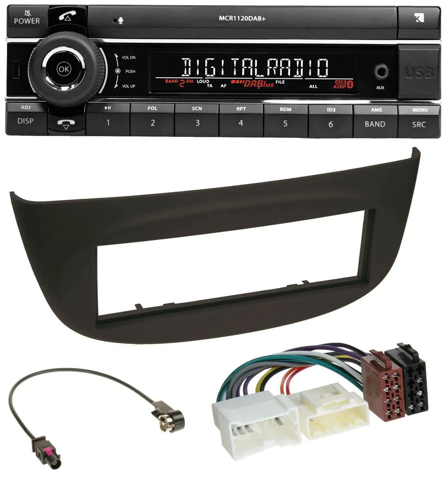 Kienzle Bluetooth MP3 USB DAB Autoradio für Renault Twingo ab 2012 schwarz