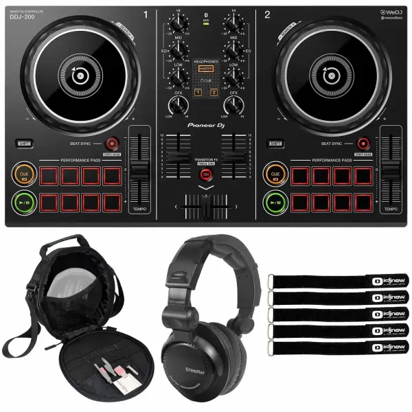 DJ-контроллер с джогом Pioneer DDJ-200 Black с аксессуарами