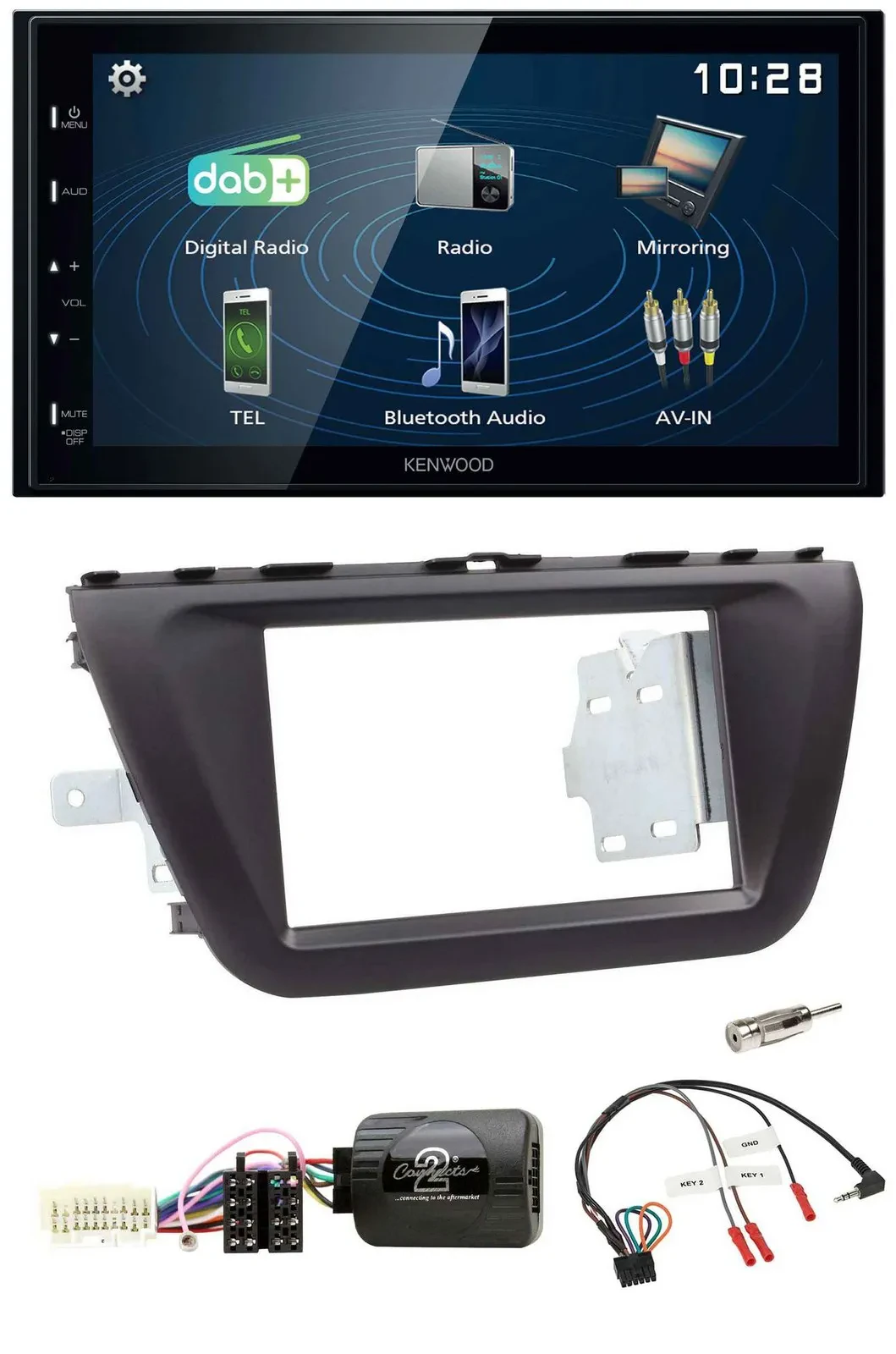 Kenwood 2DIN Bluetooth Lenkrad USB DAB Autoradio für Suzuki SX4 ab 2013