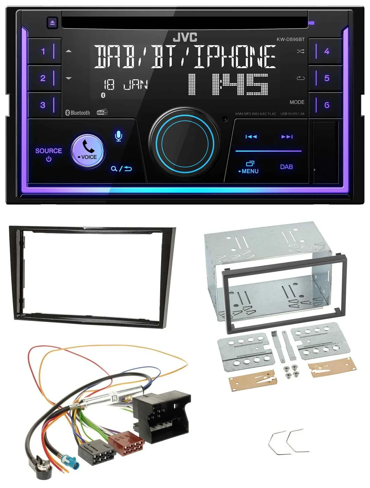 JVC MP3 USB 2DIN DAB Bluetooth CD Autoradio für Opel Astra H Corsa D Zafira B Kl