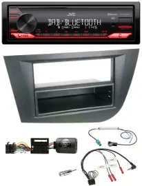 Автомагнитола JVC Bluetooth USB DAB, с поддержкой управления на руле, для Seat Leon 2005–2010, черная