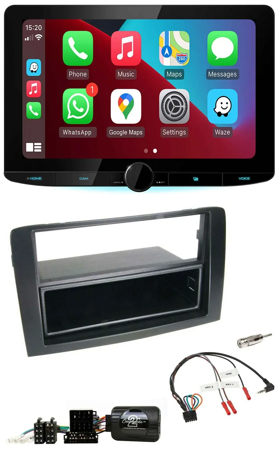 Kenwood Lenkrad USB DAB Bluetooth Autoradio für Fiat Idea 2006-2012 schwarz