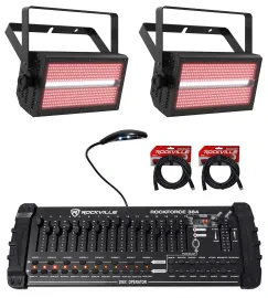 (2) Chauvet DJ Shocker Panel FX Blinder/Eye Candy Effect Lights+DMX Controller