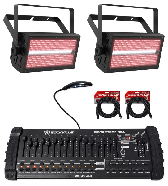 (2) Chauvet DJ Shocker Panel FX Blinder/Eye Candy Effect Lights+DMX Controller