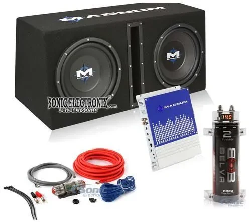 MTX Magnum MB210SP 10" 1200W Car Subwoofer System + Amp Kit + 2 Farad Capacitor