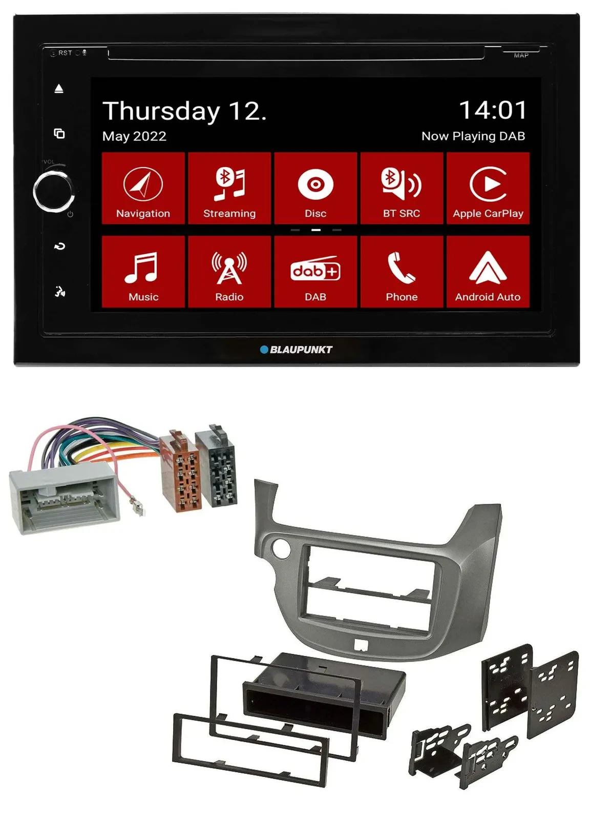 Blaupunkt MP3 DVD Bluetooth DAB 2DIN USB Autoradio für Honda Jazz ab 09 silber